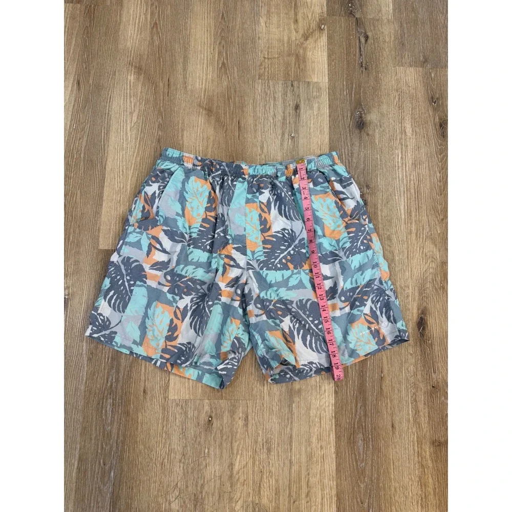 Columbia PFG Mens XL Swim‎ Trunks Tropical Monstera Leaf Print Teal Orange 7